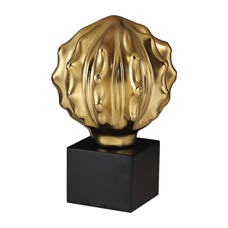 Luxurious Gold Ceramic & Black Iron Shell-Style Desktop Ornament Set - Image 4