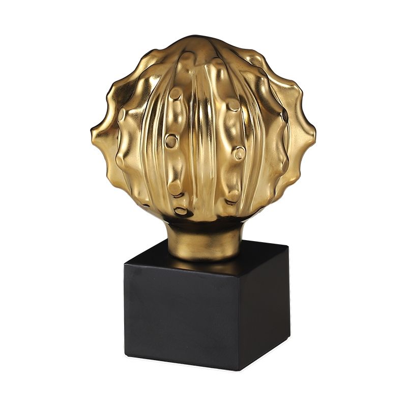 Luxurious Gold Ceramic & Black Iron Shell-Style Desktop Ornament Set - Image 3