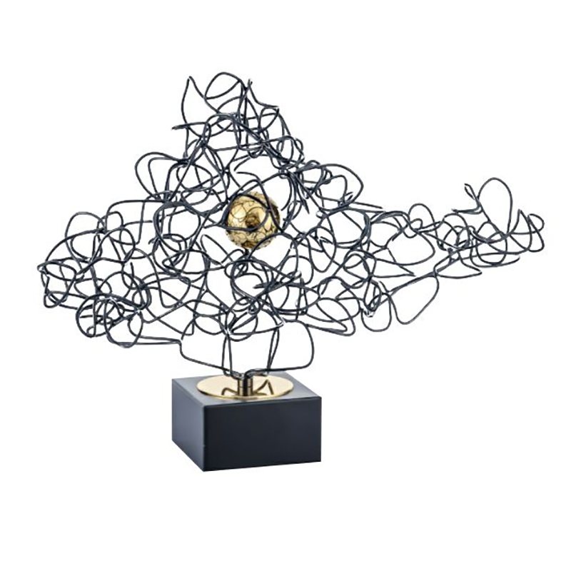 Artistic Black Iron & Gold Stainless Steel Geometric Cluster Desktop Ornament Set - Image 6