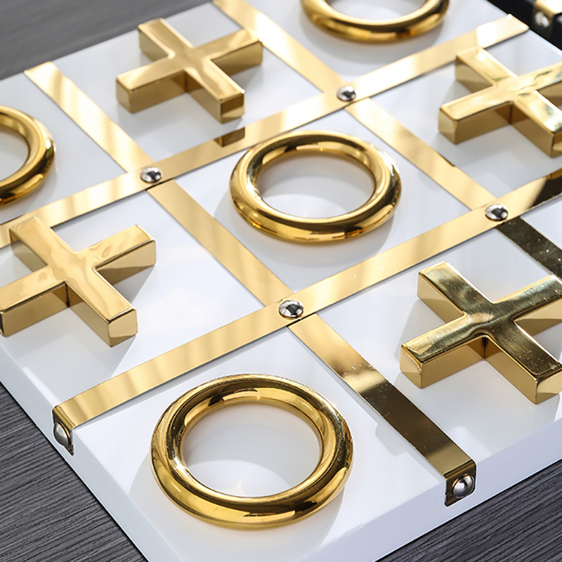 Gilded Iron Tabletop Tic-Tac-Toe Set - Image 8