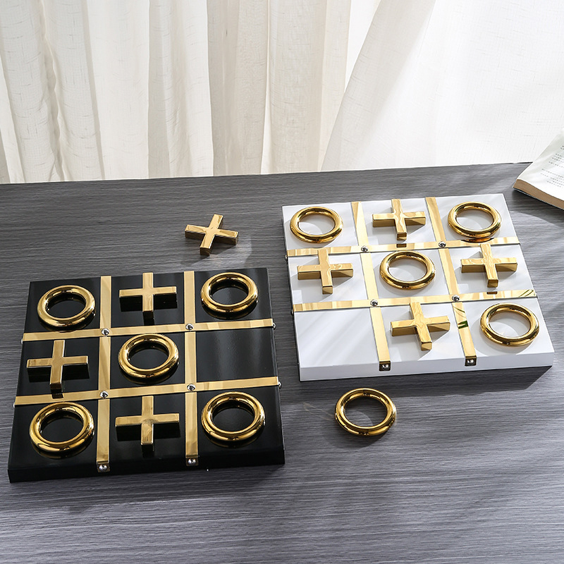 Gilded Iron Tabletop Tic-Tac-Toe Set - Image 9