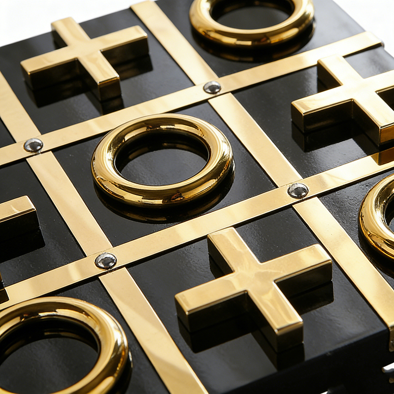 Gilded Iron Tabletop Tic-Tac-Toe Set - Image 6