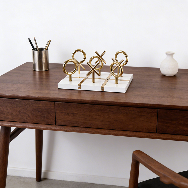 Gilded Iron Tabletop Tic-Tac-Toe Set - Image 3