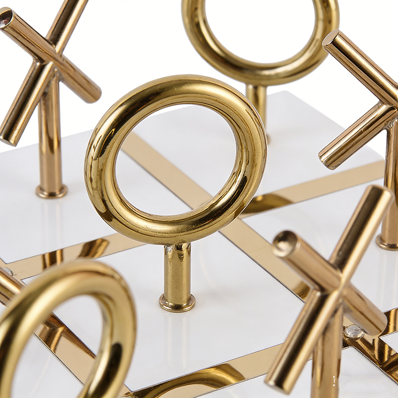 Gilded Iron Tabletop Tic-Tac-Toe Set - Image 4