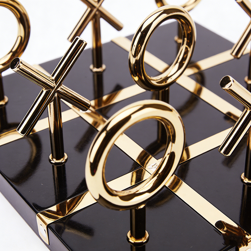 Gilded Iron Tabletop Tic-Tac-Toe Set - Image 2