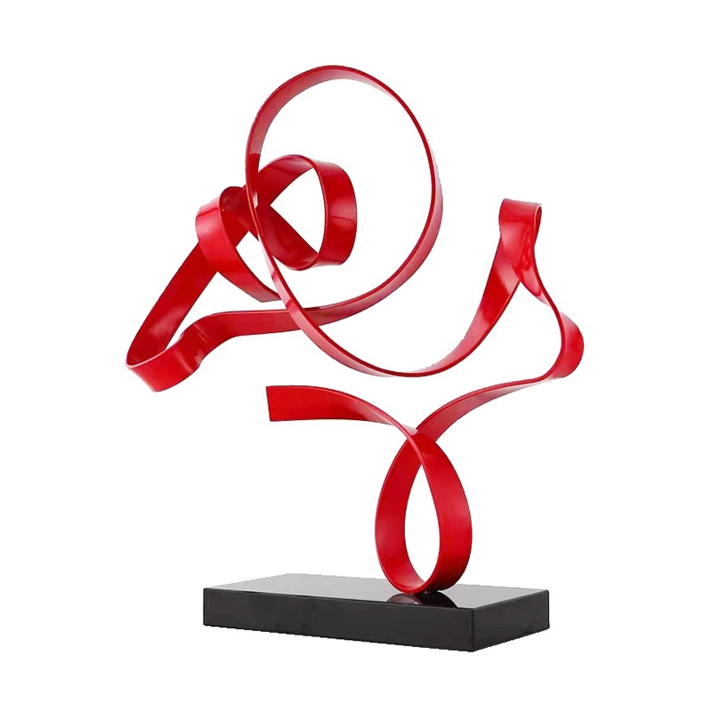 Artistic Gold Brass & Metal Ribbon Desktop Ornament Set - Image 6