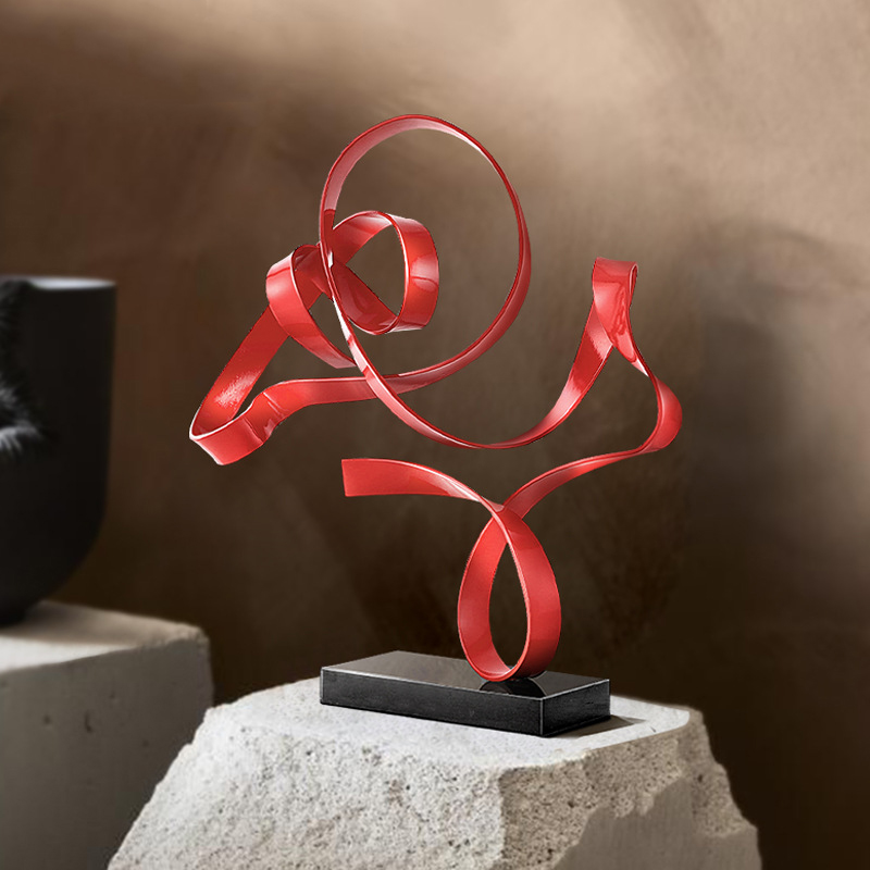 Artistic Gold Brass & Metal Ribbon Desktop Ornament Set - Image 4