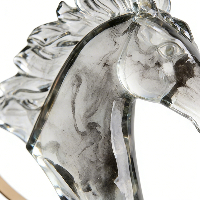 Elegant Gold & Clear Resin-Iron Marble Horse Desktop Ornament Set (2 Sizes) - Image 4