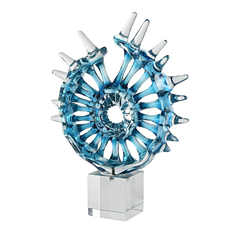 Ocean-Inspired Blue Resin & Clear Crystal Desktop Ornament - Image 3