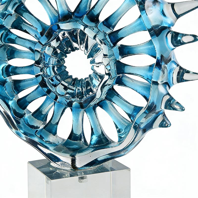 Ocean-Inspired Blue Resin & Clear Crystal Desktop Ornament - Image 2