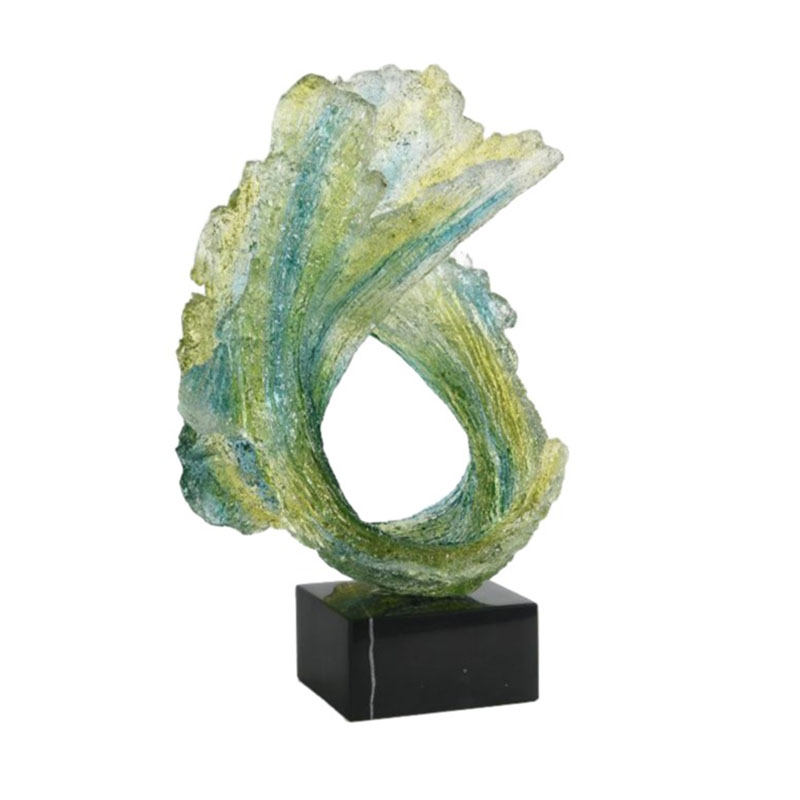 Flowing Resin Wave & Marble-Base Desktop Ornament Set (2 Styles, Emerald Green/Blue Gradient) - Image 3