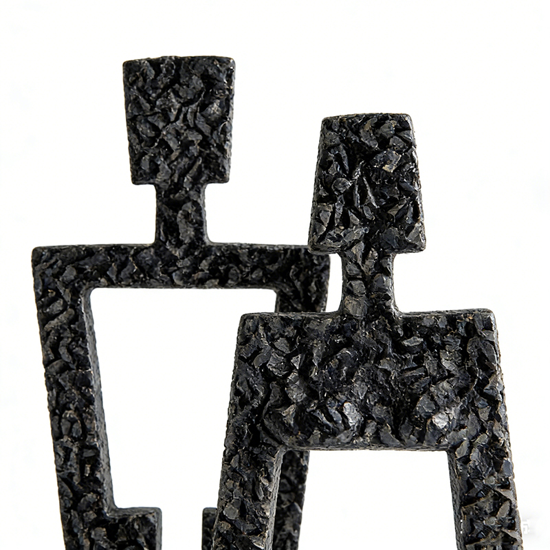 Modern Zinc & Marble Abstract Human Figurine Desktop Ornament Set - Image 2