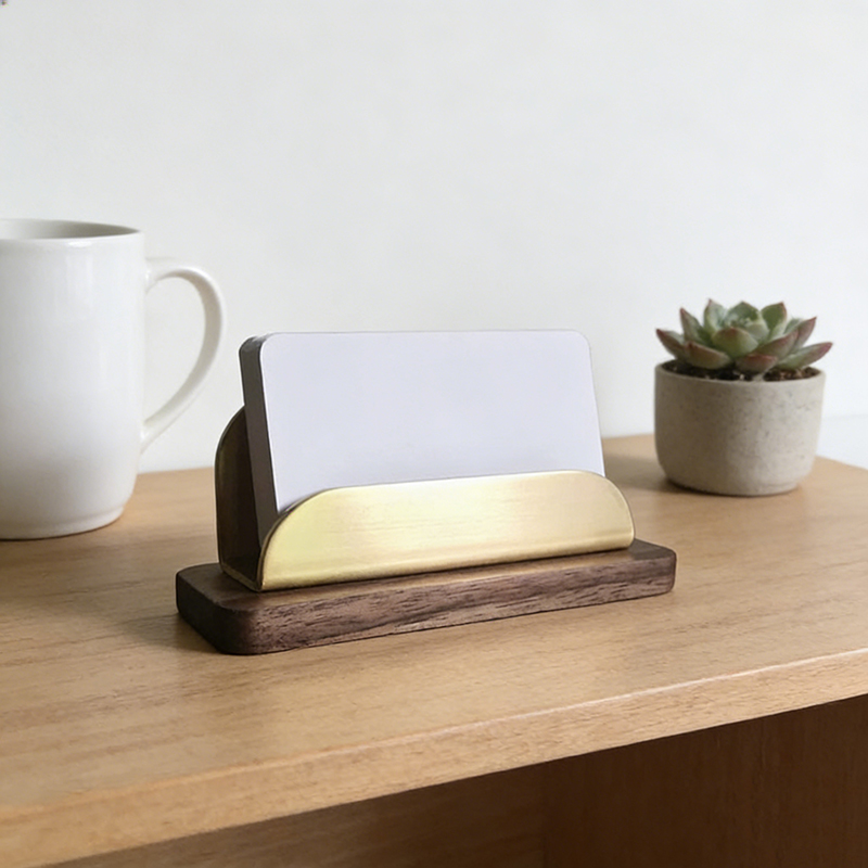Brass Geometric Card Holder Set (Multiple Shapes)