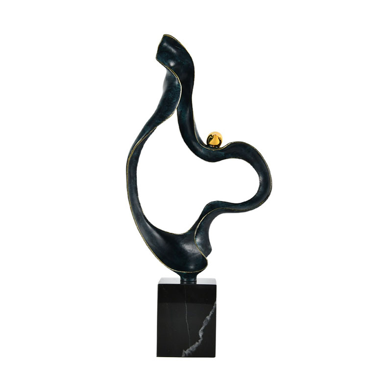 Modern Alloy Wave & Marble-Base Desktop Ornament Set (2 Sizes) - Image 6