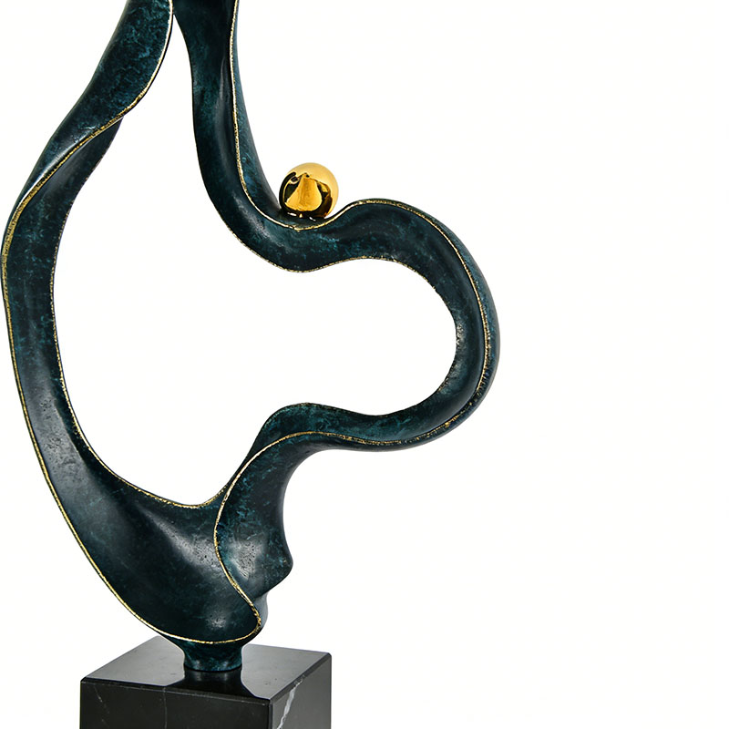 Modern Alloy Wave & Marble-Base Desktop Ornament Set (2 Sizes) - Image 5
