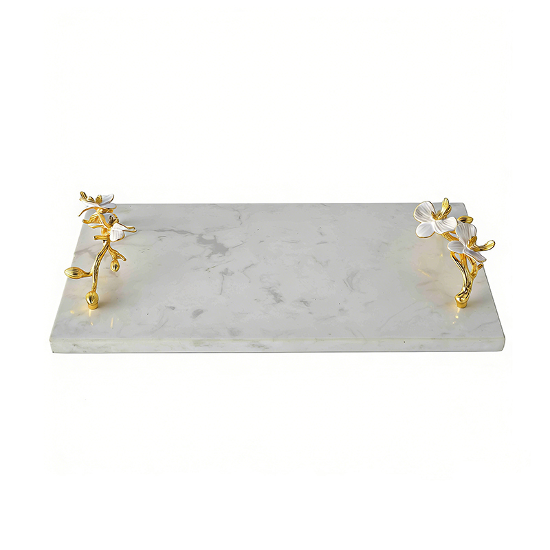 White Marble & Zinc Accent Tray Set (Rectangular & Round) - Image 9