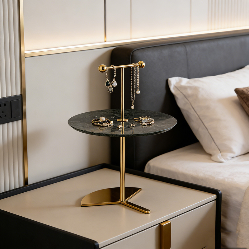 Modern Stainless Steel & Marble Jewelry Stand Set (Two Finishes)