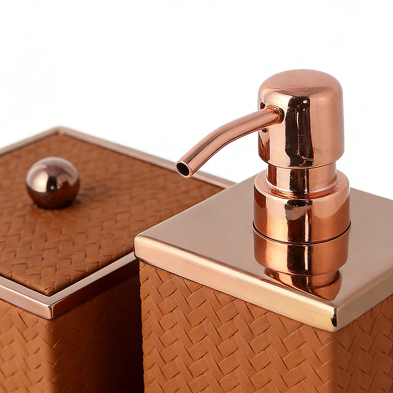Stainless Steel & Quilted Leather Bathroom Accessory Set (2 Styles) - Image 7