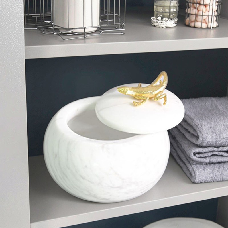 Modern Brass & Marble Lizard Decor Storage Jar Set (Two Finishes) - Image 7