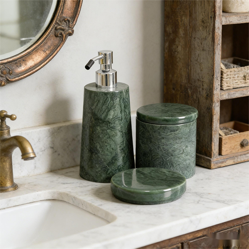 Green Marble Luxury Bathroom Accessory Set (6 Pieces) - Image 2