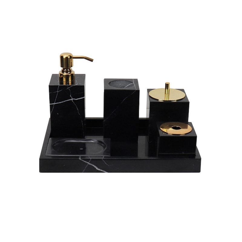 Marble & Iron Modern Geometric Bathroom Accessory Set (4 Styles) - Image 9