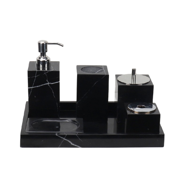 Marble & Iron Modern Geometric Bathroom Accessory Set (4 Styles) - Image 12