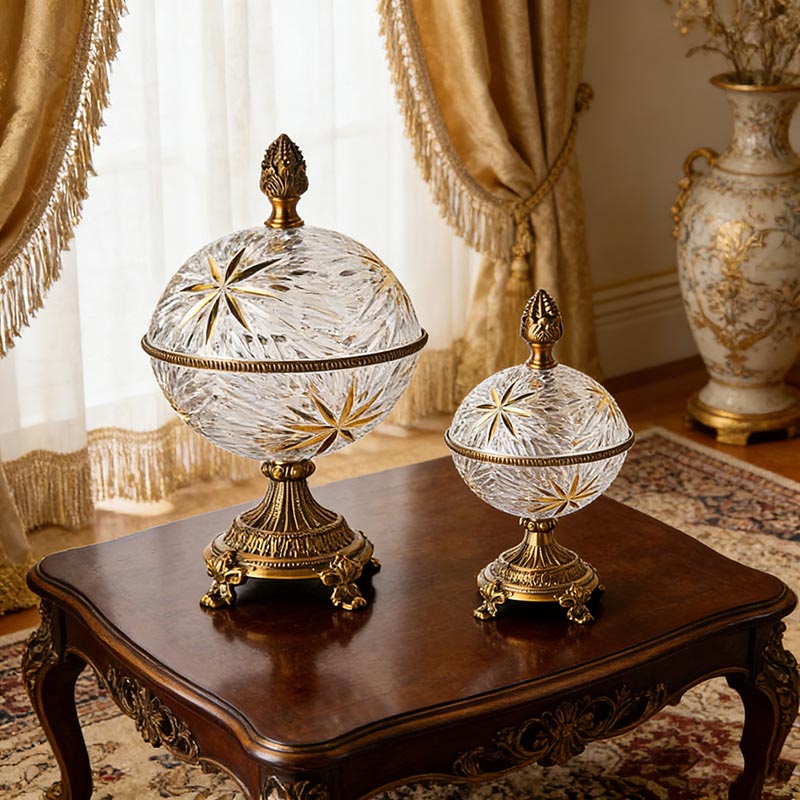 Opulent Glass & Zinc Alloy Storage Jar Collection (Four Novelty Styles)