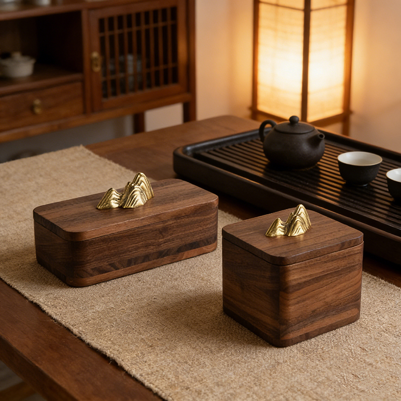 Luxury Wood & Brass/Zinc Alloy Storage Box Set (Two Styles) - Image 3