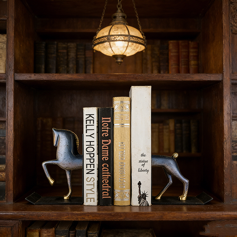 Brass & Metal Horse Bookend Set (2 Colors)