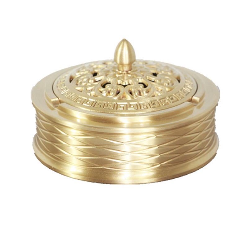 Embossed Brass Lidded Ashtray Set - Image 3