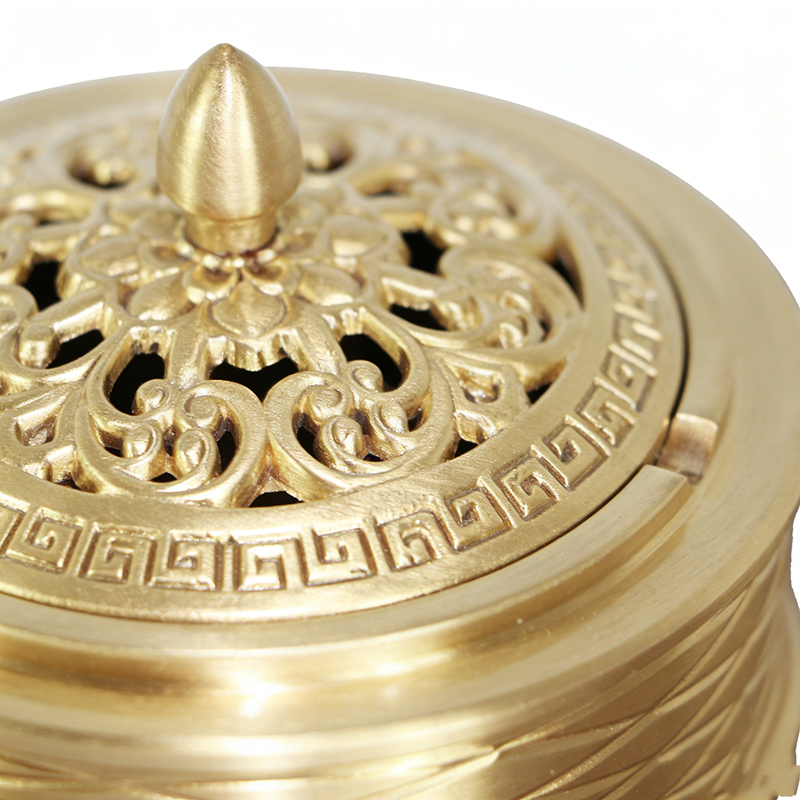 Embossed Brass Lidded Ashtray Set - Image 2