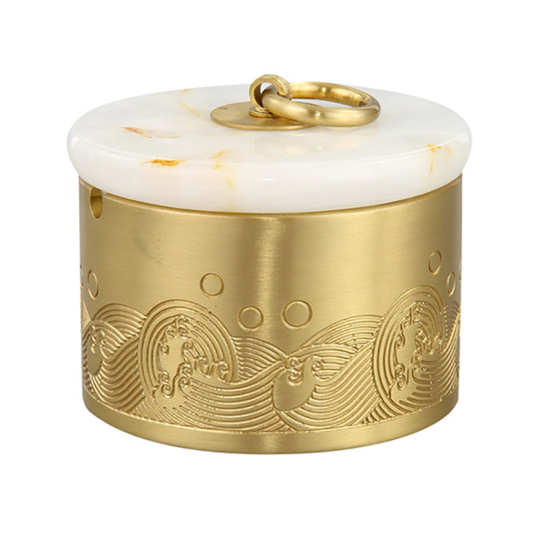Embossed Brass Lidded Ashtray Set - Image 6