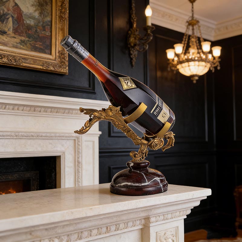 Vintage Brass & Marble Wine Rack Set - Image 4