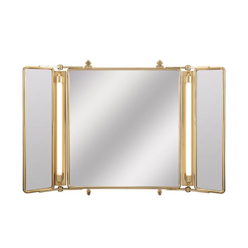 Vintage Brass Tri-Fold Illuminated Wall Mirror Collection (3 Sizes) - Image 3