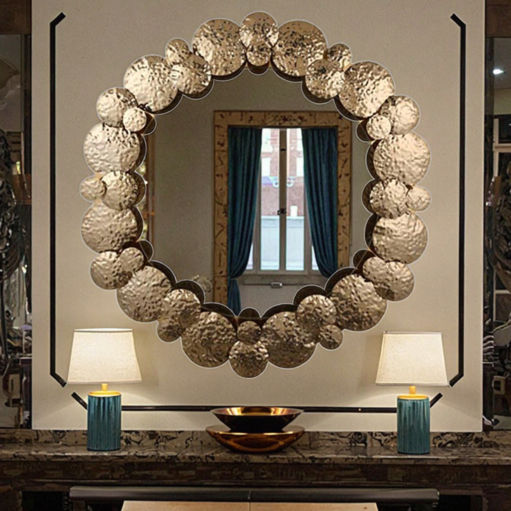 Creative Glass & Stainless Steel Decorative Wall Mirror Collection - Image 4