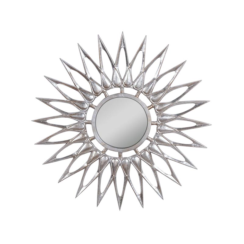 Sleek Silver Sunburst Aluminum Decorative Wall Mirror - Image 3