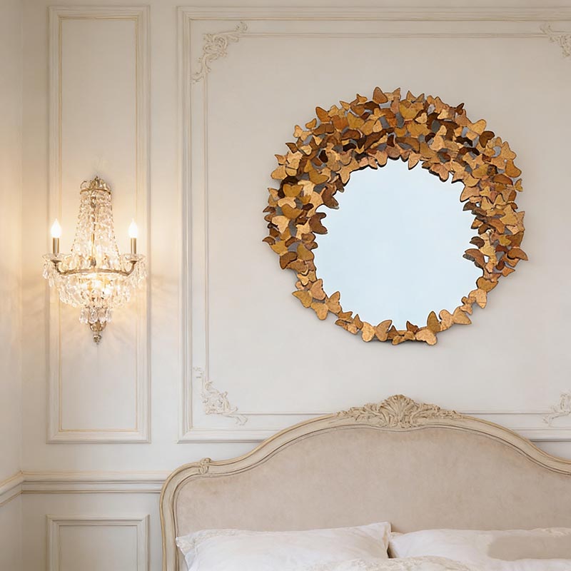Butterfly & Leaf Iron Frame Decorative Wall Mirror Collection (5 Styles) - Image 5