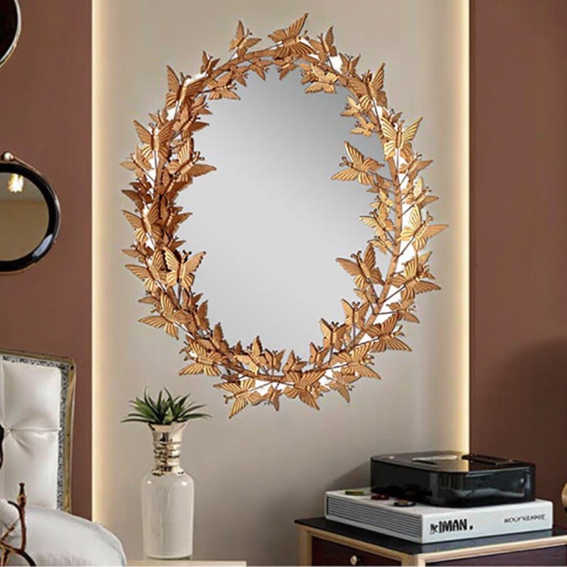 Butterfly & Leaf Iron Frame Decorative Wall Mirror Collection (5 Styles)