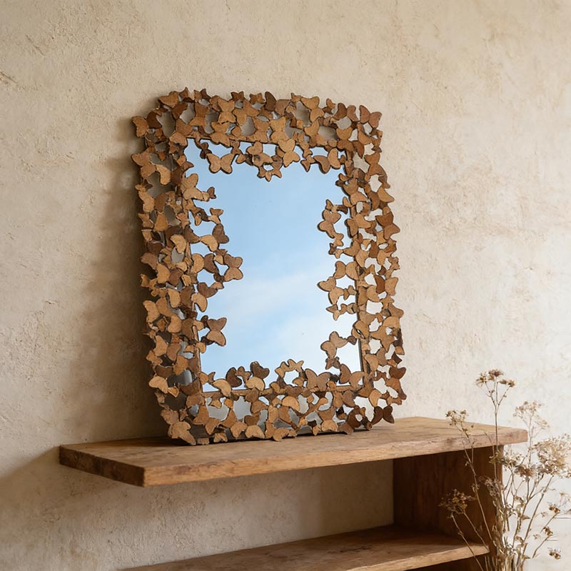 Butterfly & Leaf Iron Frame Decorative Wall Mirror Collection (5 Styles) - Image 7