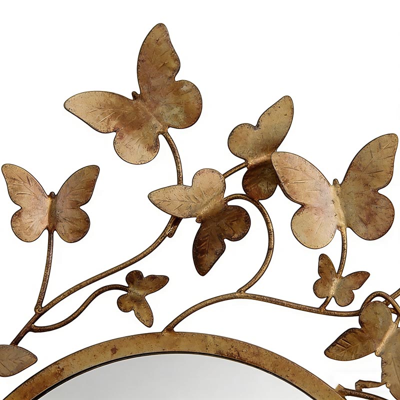 Butterfly & Leaf Iron Frame Decorative Wall Mirror Collection (5 Styles) - Image 4