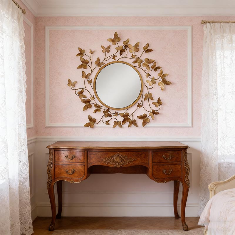 Butterfly & Leaf Iron Frame Decorative Wall Mirror Collection (5 Styles) - Image 3