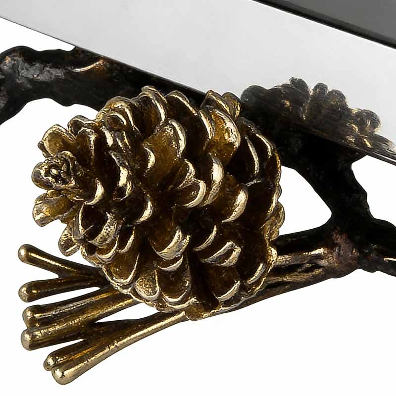 Brass & Stainless Steel Pinecone & Branch Accent Photo Frame - Image 2