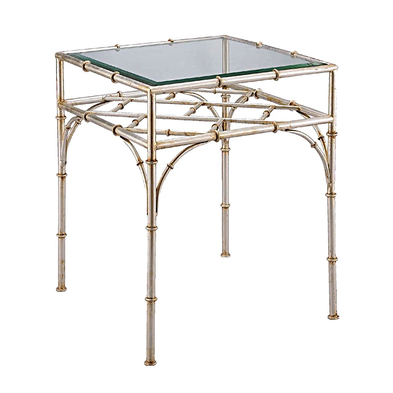 Bamboo-Frame Iron & Tempered Glass Accent Table Set (Square & Round Designs) - Image 3