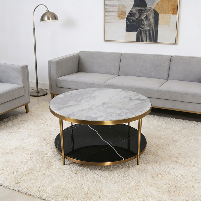 Brass & Marble Coffee Table Collection (Square, Round & Rectangular Designs) - Image 4