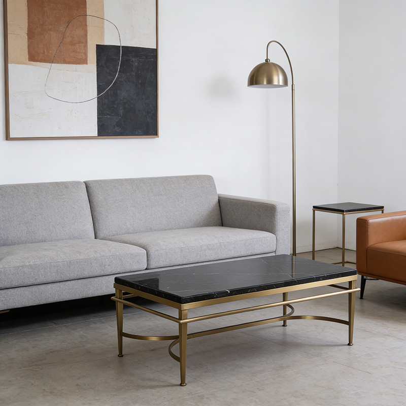 Brass & Marble Coffee Table Collection (Square, Round & Rectangular Designs) - Image 7