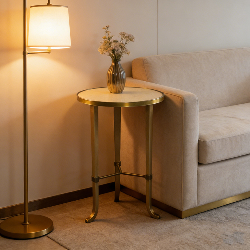 Brass & Marble Accent Table Collection (12 Distinct Styles, Round/Triangular/Rectangular Shapes) - Image 6