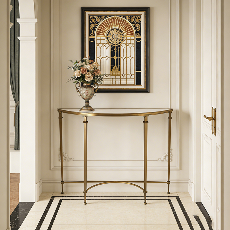 Brass & Marble Accent Table Collection (12 Distinct Styles, Round/Triangular/Rectangular Shapes) - Image 9