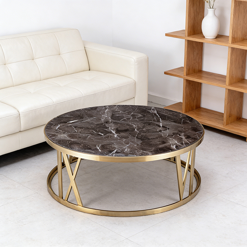 Brass & Marble Accent Table Collection (12 Distinct Styles, Round/Triangular/Rectangular Shapes) - Image 12