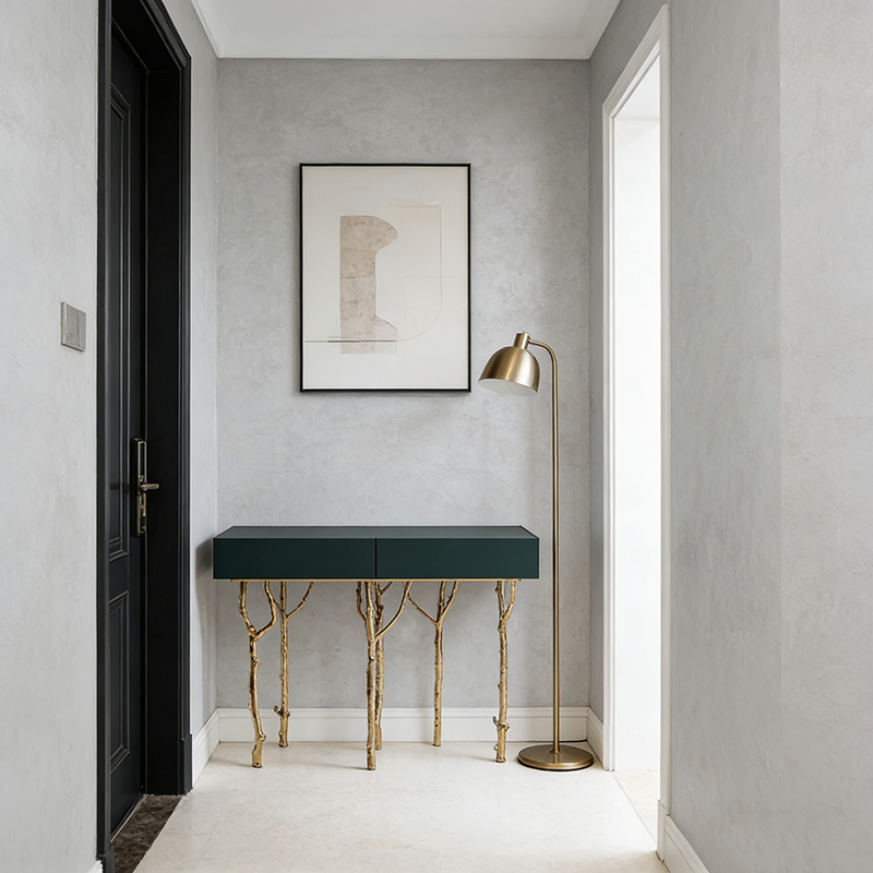 Brass & MDF Console Table Set (Nature-Inspired & Art Deco Styles)