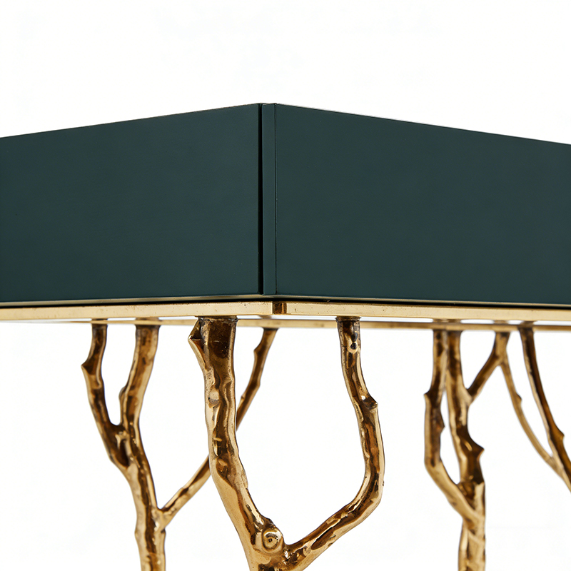 Brass & MDF Console Table Set (Nature-Inspired & Art Deco Styles) - Image 2